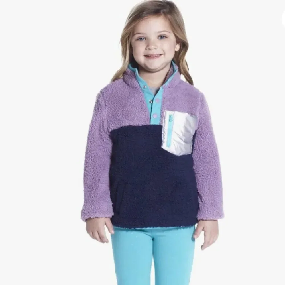 Andy & Evan Girls' Essential Sherpa Jacket Navy and Purple NWOT size 6